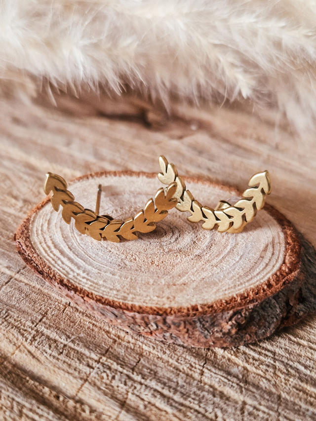 Boucles d'oreilles puces "Épi" - Modèle doré