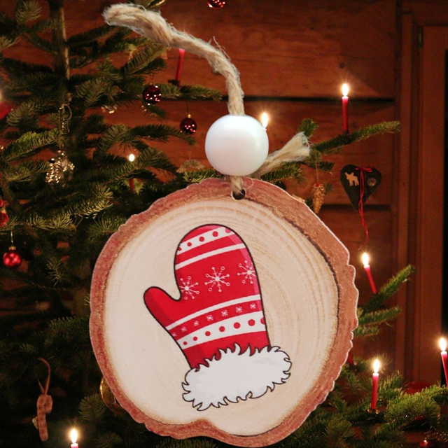 Wood Slice Festive Christmas Hanging – Write Your Own Message
