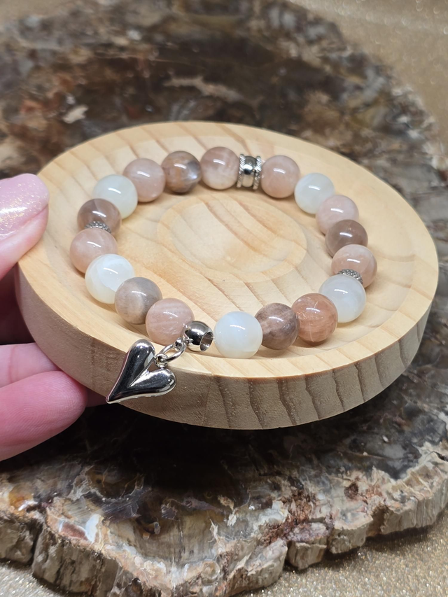 Bracelet Pierre de lune multicolore en 1 cm