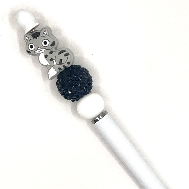 S12 - Stylo petit chat gris