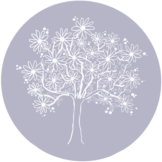 Kartonrondelle Blütenbaum lila 1 Stk