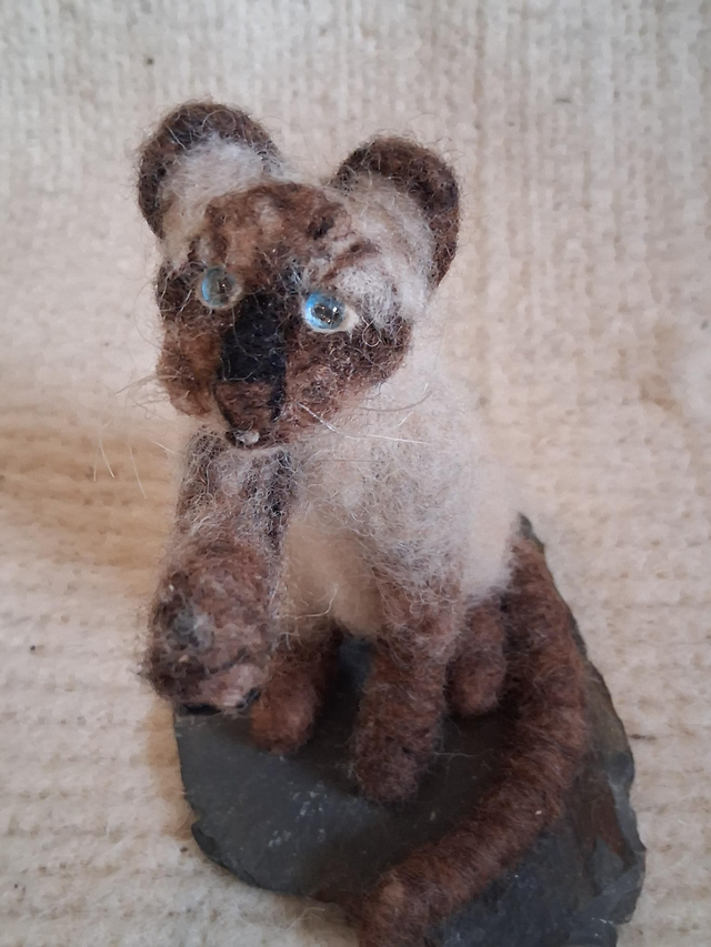 Needle Felt Cat, Siamese: The Paw of Pestering