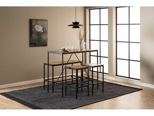 AC Design Table de bar Bahamas Set de 4 pièces, Brun/Noir