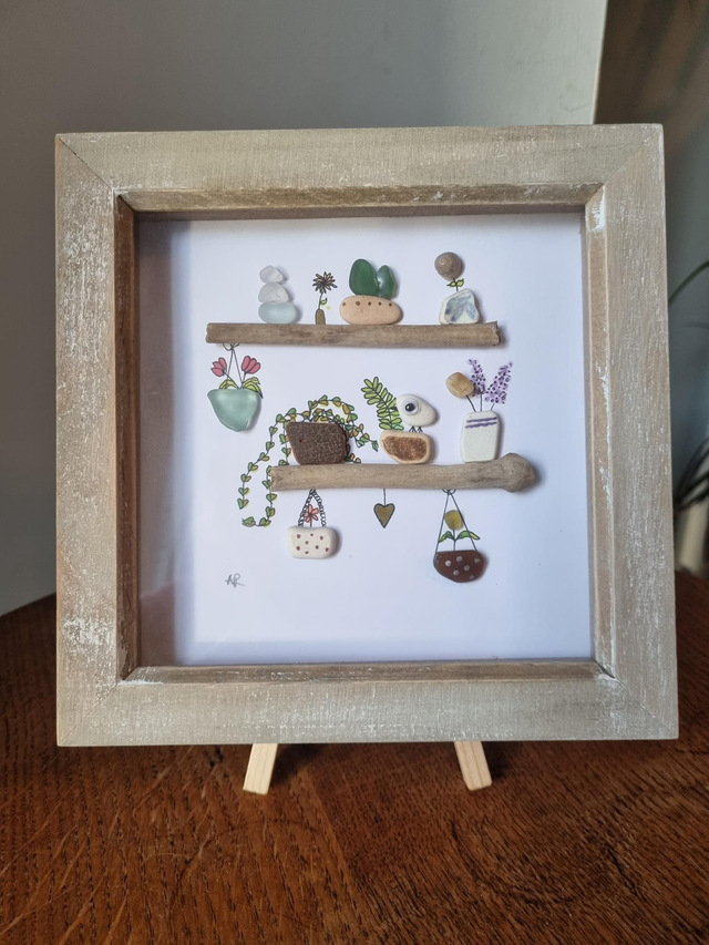 Large framed picture - plants. Frame size 18cm x 18cm.