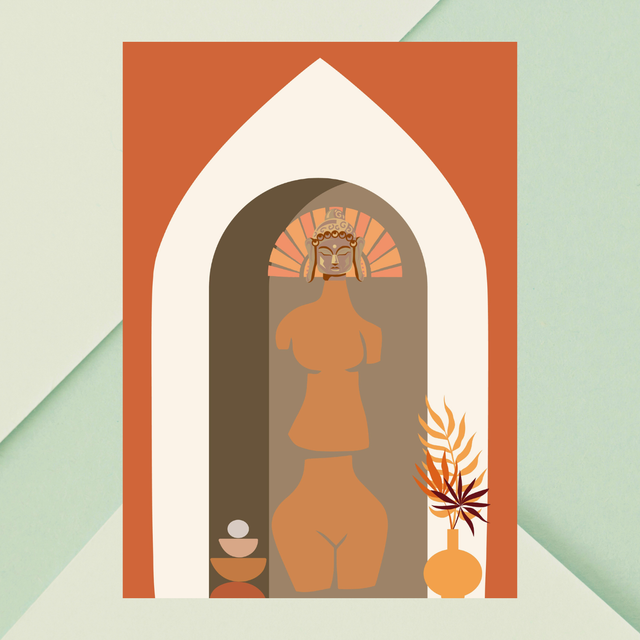 Impression d&#039;Art Corps Féminin en Argile Bohème / Boho Female Clay Body Art Print – Minimalist Natural 