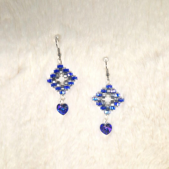 Boucles d'oreilles cœur bleu 