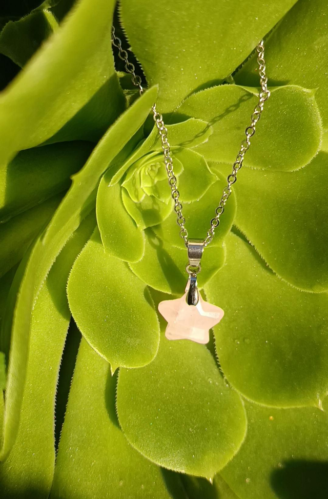 Collier étoile quartz rose