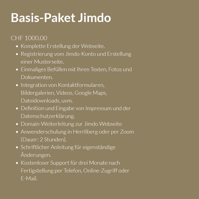 Jimdo - Webseite Basis-Paket