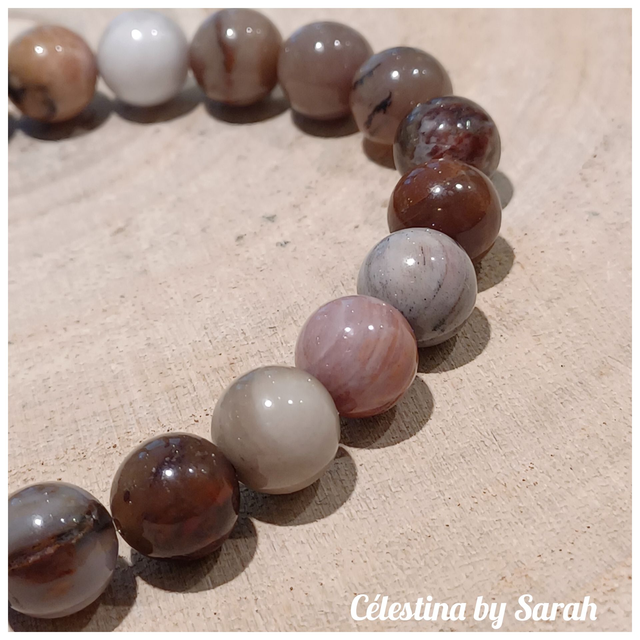 Bracelet Bois Fossilisé 8mm Taille Homme