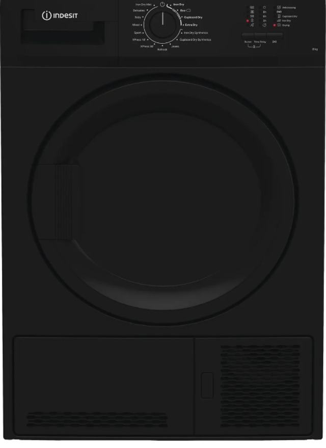 Indesit C YD C82 BBGL UK 8Kg Condenser Tumble Dryer - Black - B Rated
