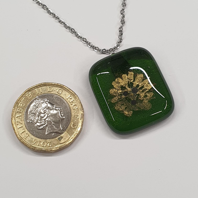 Green and gold hedgehog pendant NEW