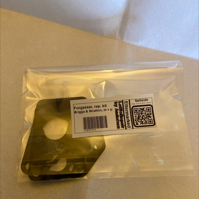 495770 Pakning og membran, B&S, forgasser
