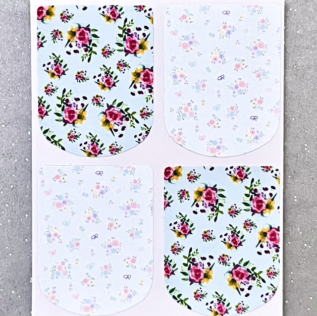 Blue Floral Stickers (Set of 4)