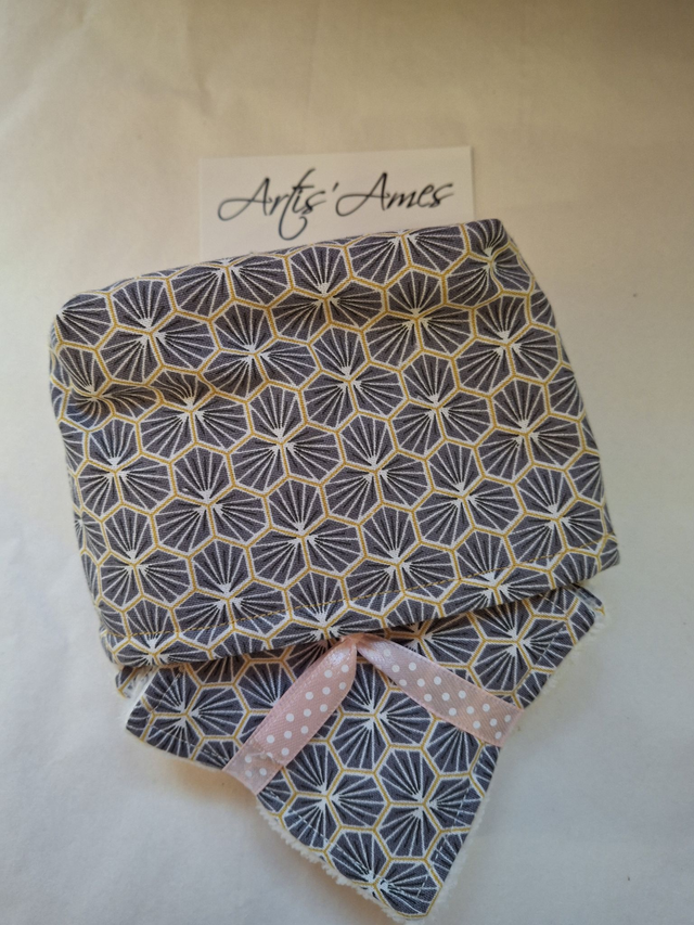 Panière 8 lingettes Pensées géometriques bleues