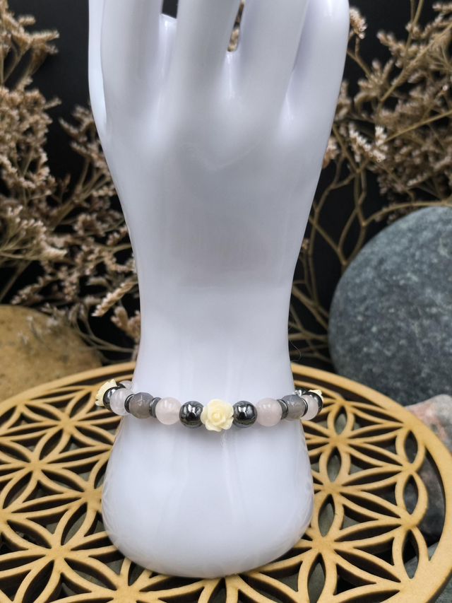 BP.026 Bracelet roses gris