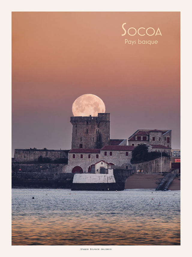 Affiche - Socoa - Le coucher de lune
