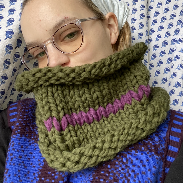 Olive and berry infinity scarf