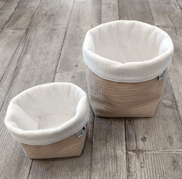 Paniers en double gaze unie couleur pastel