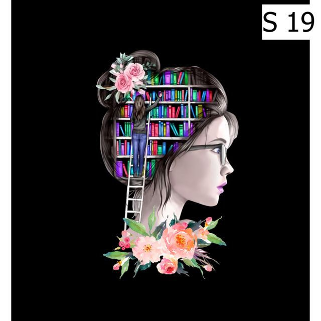 Panneau Femme aux livres 1 en Polyester - 48x48cm 