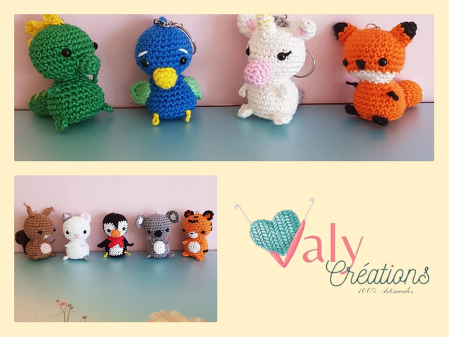 Les animaux porte clé (sur commande).