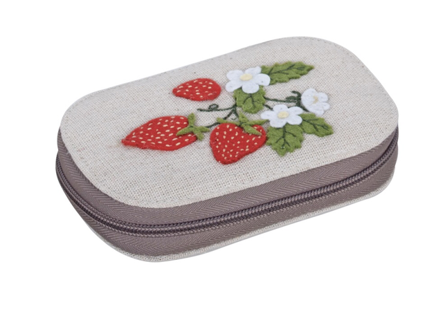 Sewing Kit: Zip Case: Appliqué: Natural Strawberries