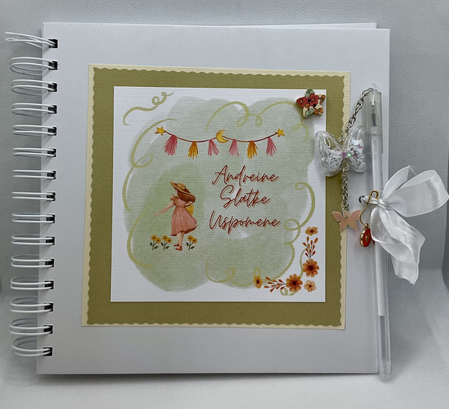Handmade, personalised scrapbook / photo-book with FREE pen and pendant. Beautiful teacher and special occasions gift.  