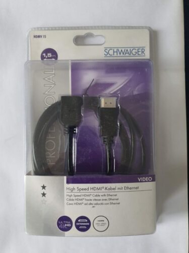 Schwaiger High Speed HDMI Kabel HDMHQ 15 mit Ethernet UltraHD 4K schwarz 1,5m