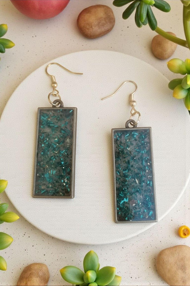 Boucles d&#039;oreilles en résine uv acier inoxydable 