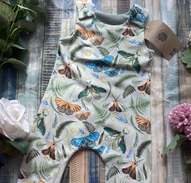 Moths & Ferns Dungarees 6-12m
