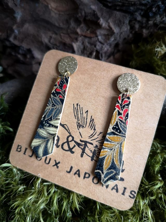Boucles d'oreilles - puces - papier washi - fleurs - La&Titia