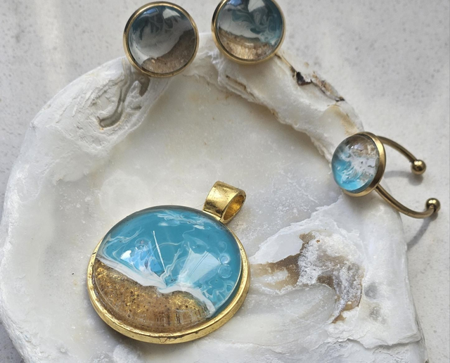 Ocean Inspired Jewellery, 18K Gold platted Set.