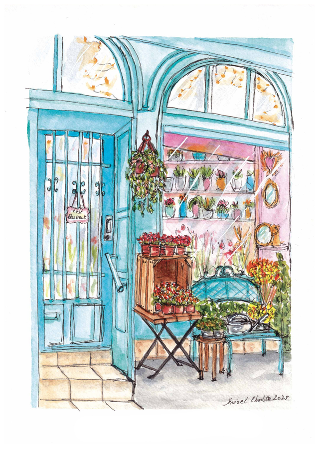 The flower shop - Aquarelle originale 