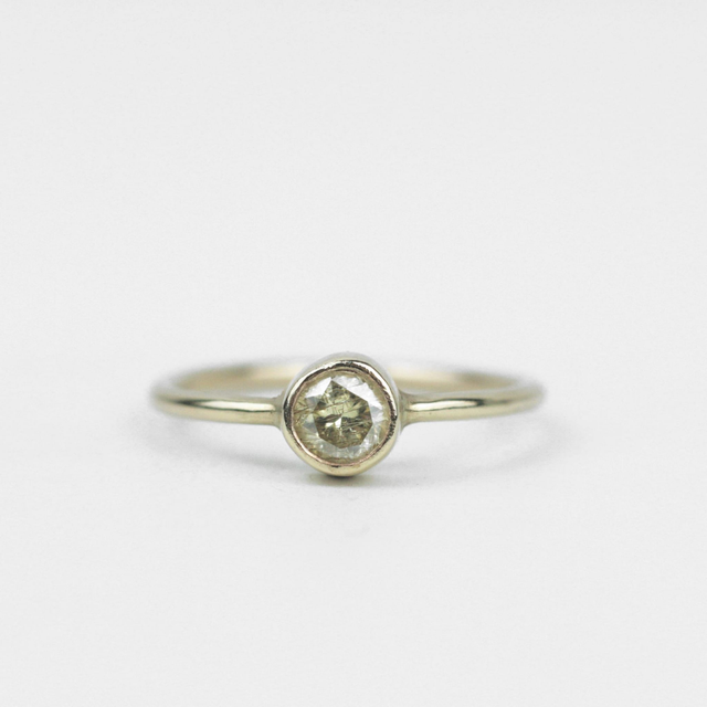 Handmade 9k Recycled Gold Champagne Moissanite Ring