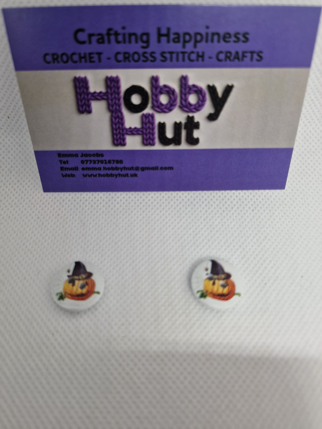 Halloween Pumpkin with witches hat Buttons 