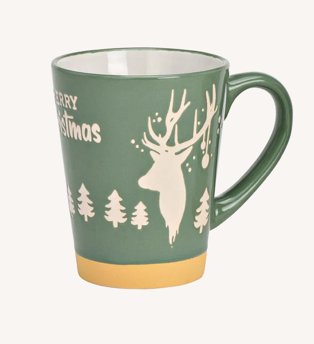 Mok elanden "Merry Christmas" groen 360ml