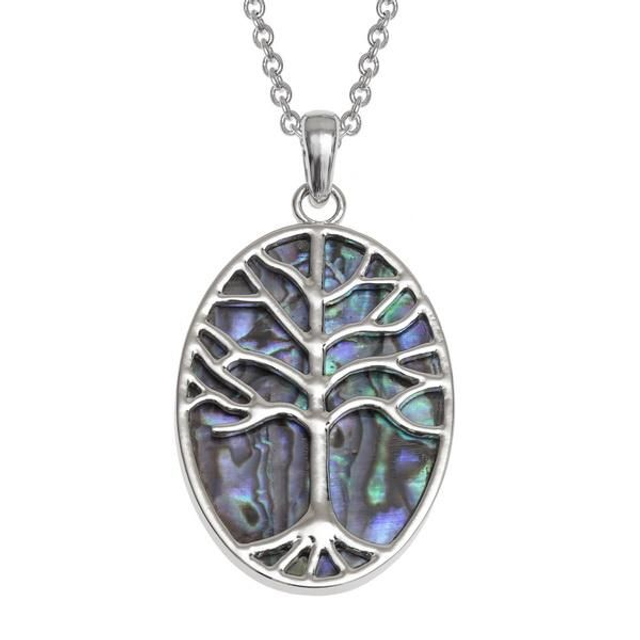  Abalone (Paua) Shell Oval Tree Of Life Pendant