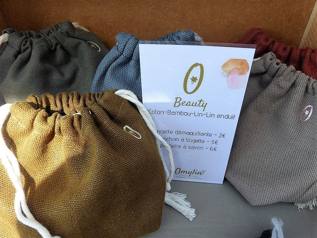 Pochon à lingette en lin recyclé 20x20xm