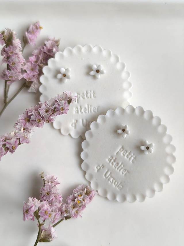 flower earrings with gold detail