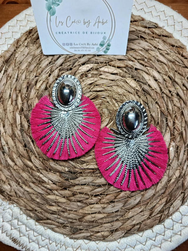 BO BIG BOHEME ARGENTE/ POMPONS FUSHIA 0000005