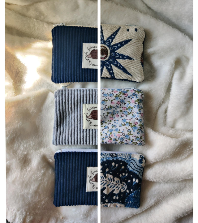 Petite pochette / porte monnaie &quot;bleu&quot;