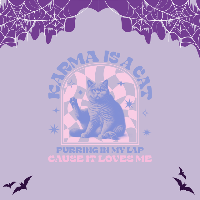 Karma is a Cat | Keyring, Pin or Phone Grip | 164