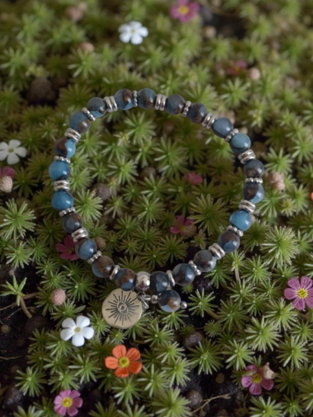 Bracelet Jaspe bleu du Népal - Paix &amp; Communication