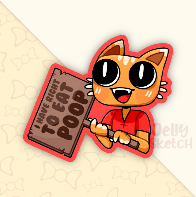 Villager Orange Cat | I have right to eat poop | COTL Sticker