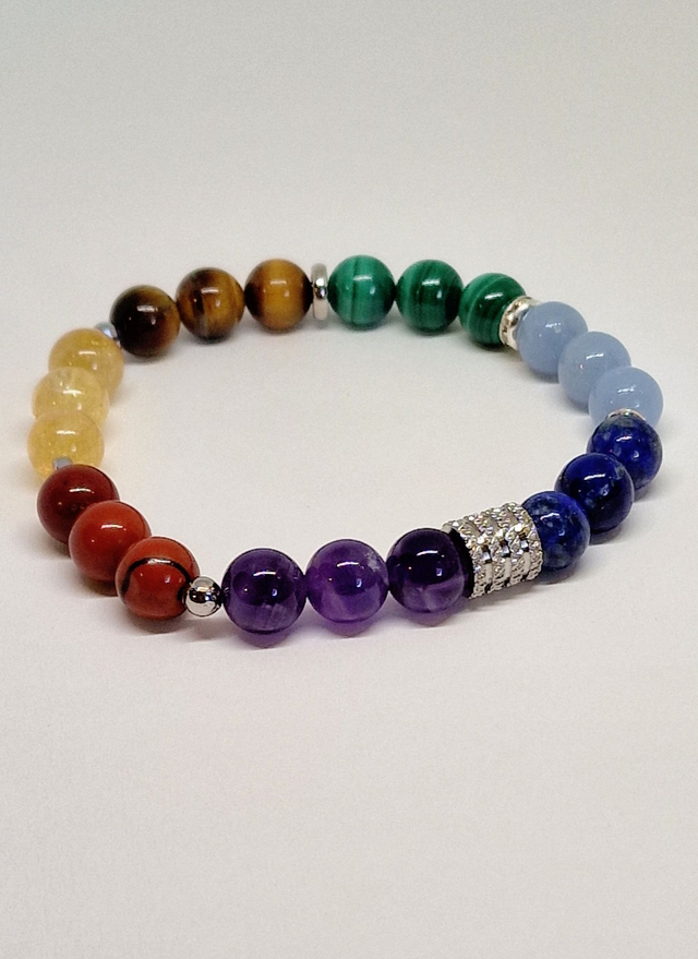 Bracelet 7 chakras fait main en 0,8 cm 