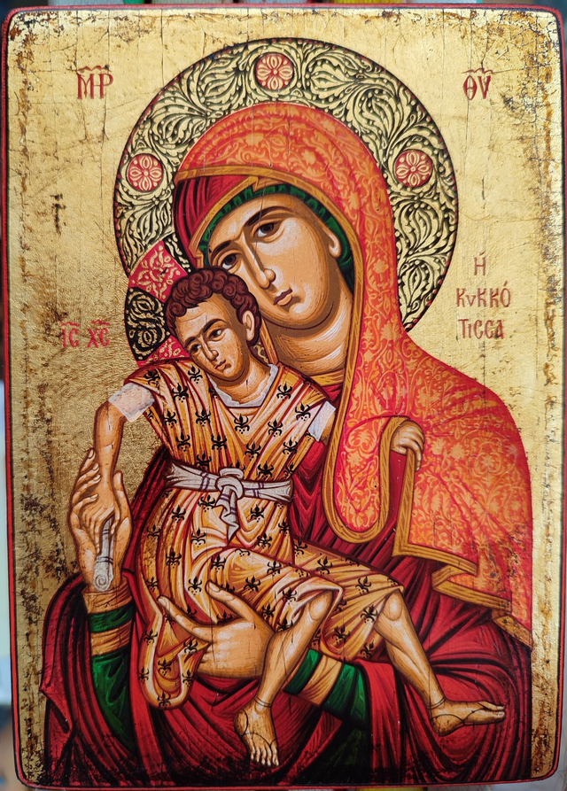 Ikona Matka Boska Opiekuńcza - Kikko Tissa z Krety 18x13 na desce