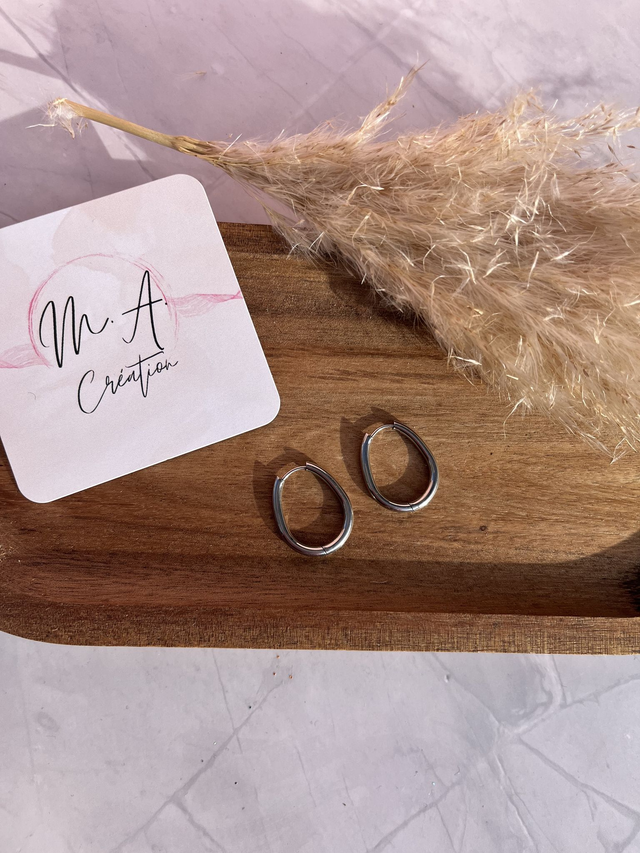 Anneaux goutte argenté