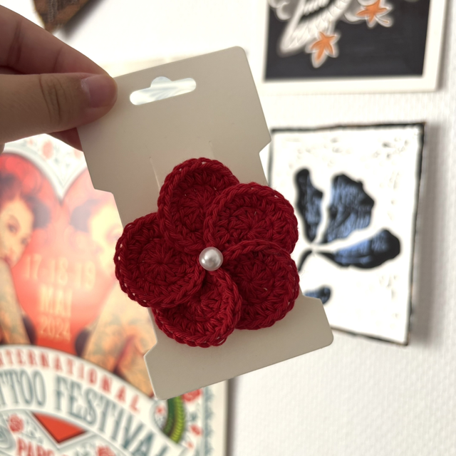 Barrette Fleur - Unicolore perlée