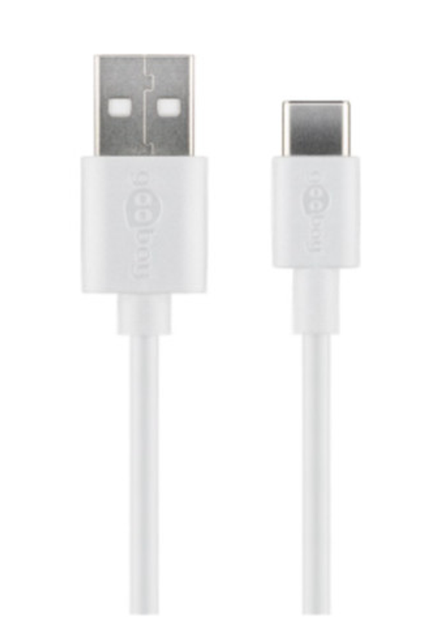 Nedis 2.4 A USB-C Vit 1m with charger