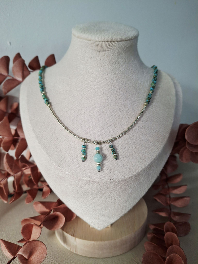 Collier Solaria - vert argenté