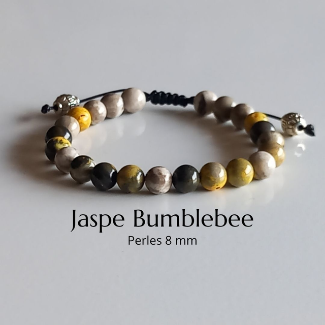 Bracelet ajustable en Jaspe Bumblebee (Jaspe bourdon)